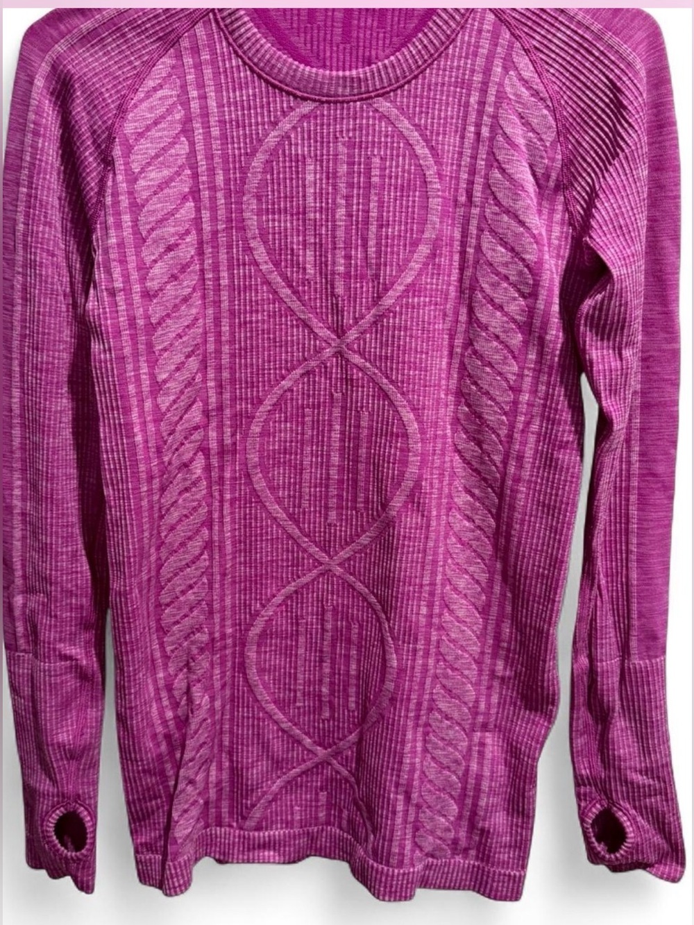 Lululemon Women's Cable-Pattern Long Sleeve running/workout shirt - Magenta